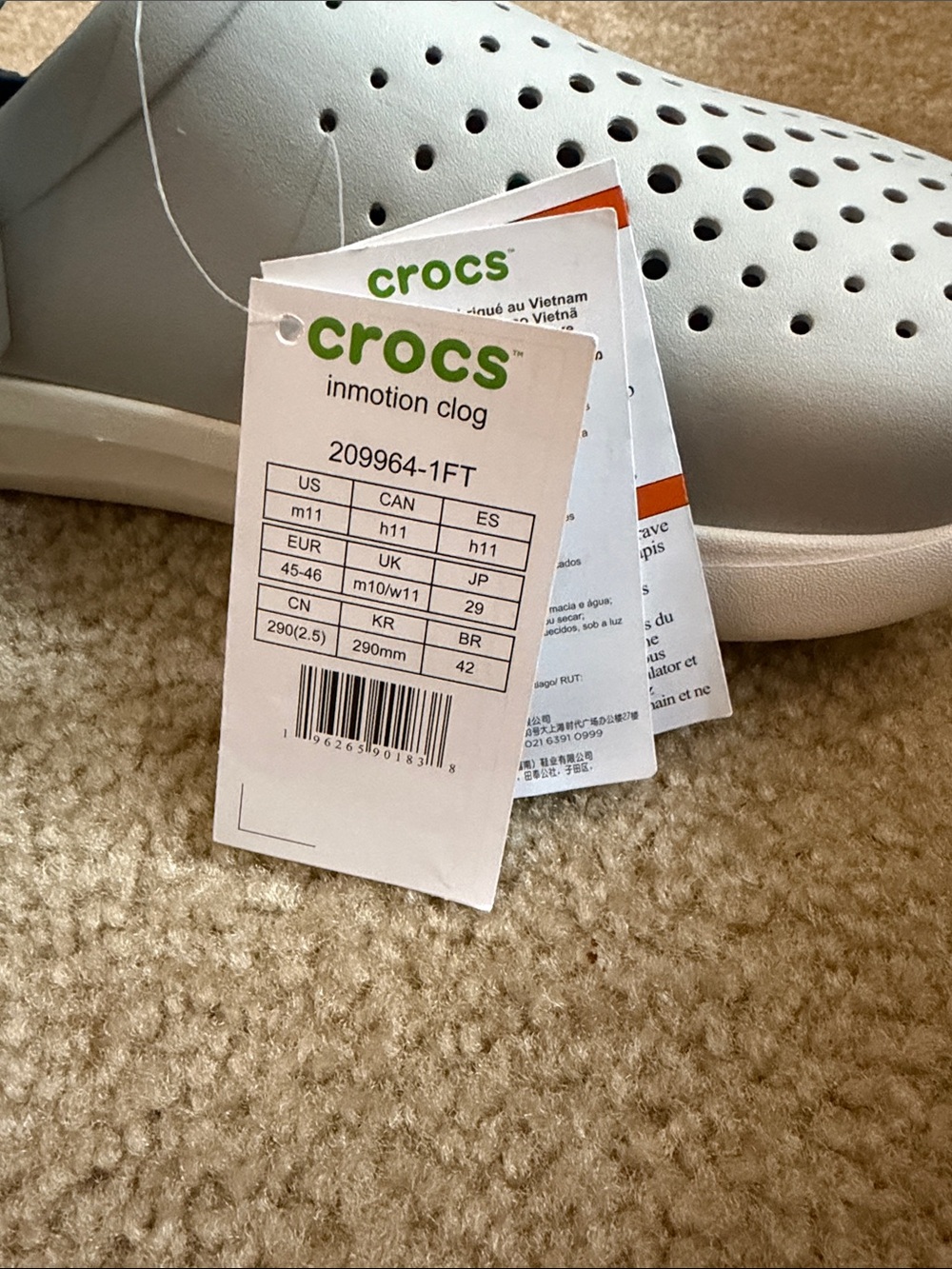 CROCS Light Gray Ventilated Slip-On Clogs with Heel Strap - Picture 2 of 4